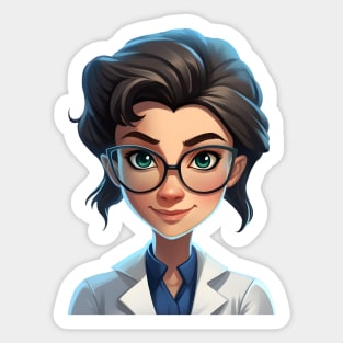 Cartoon Style Portrait - Woman Doctor/Scientist/Lab Worker Sticker